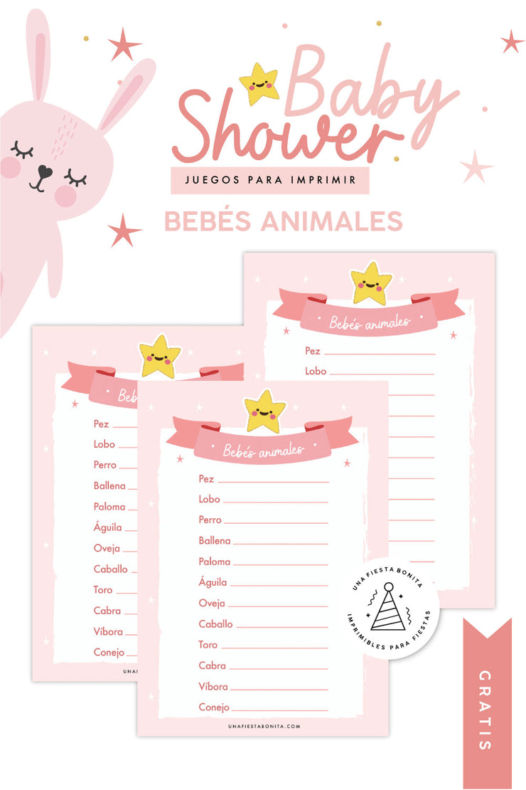 Bebés animales | Juego para baby shower gratis