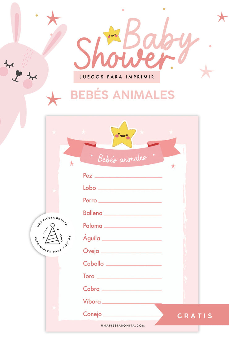 Bebés animales | Juego para baby shower gratis