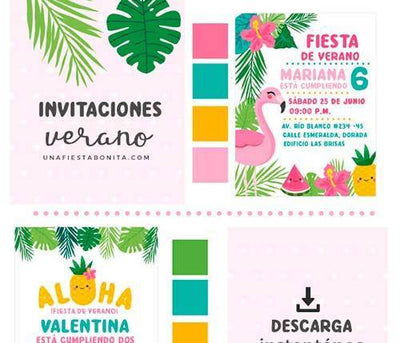 Invitaciones para cumpleaños temática verano tropical