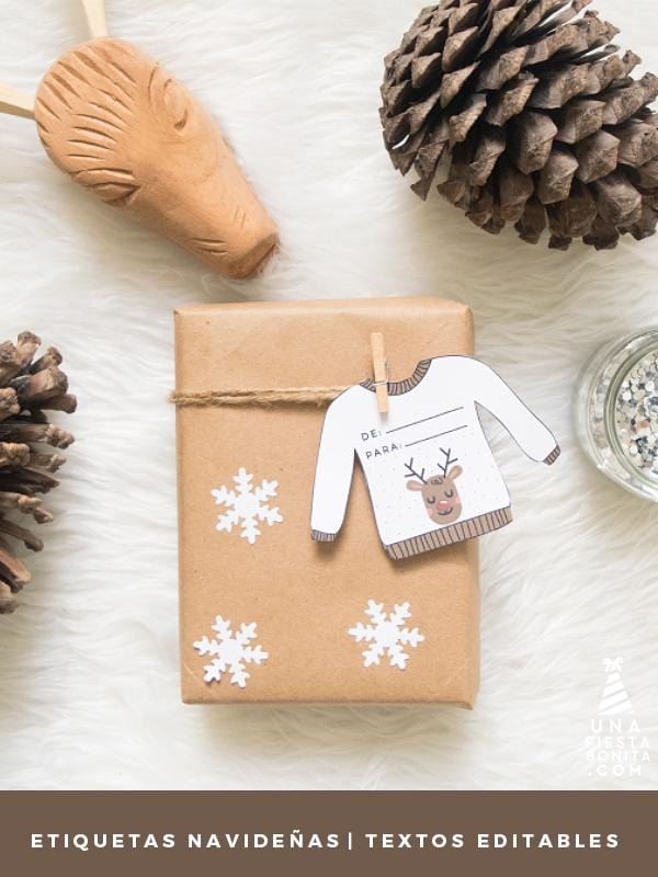 Etiquetas Navideñas con diseño de Suéter
