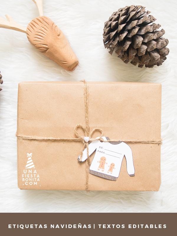 Etiquetas Navideñas con diseño de Suéter