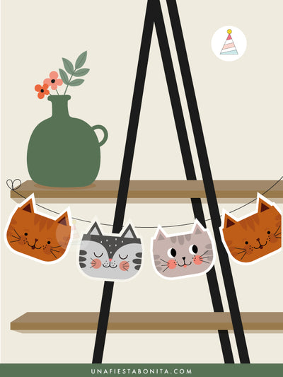 Guirnalda para decorar cumpleaños tema Gatitos