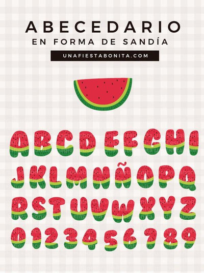 alfabeto de sandias para recortar