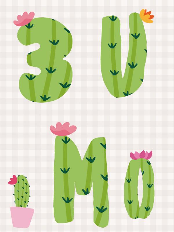 letras y numeros en forma de cactus