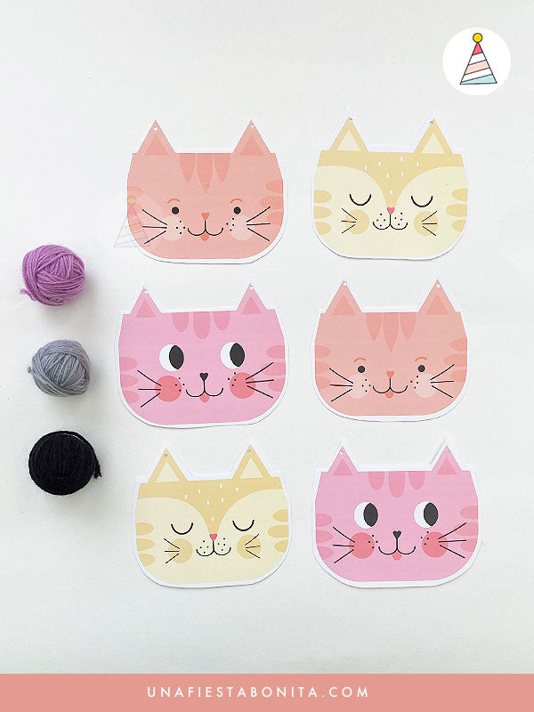 Banner para decorar cumpleaños tema Gatitos