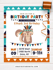 invitation squirrel tribal boy