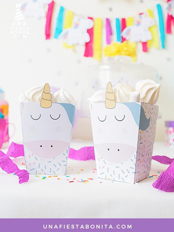 Cajitas unicornio baby shower