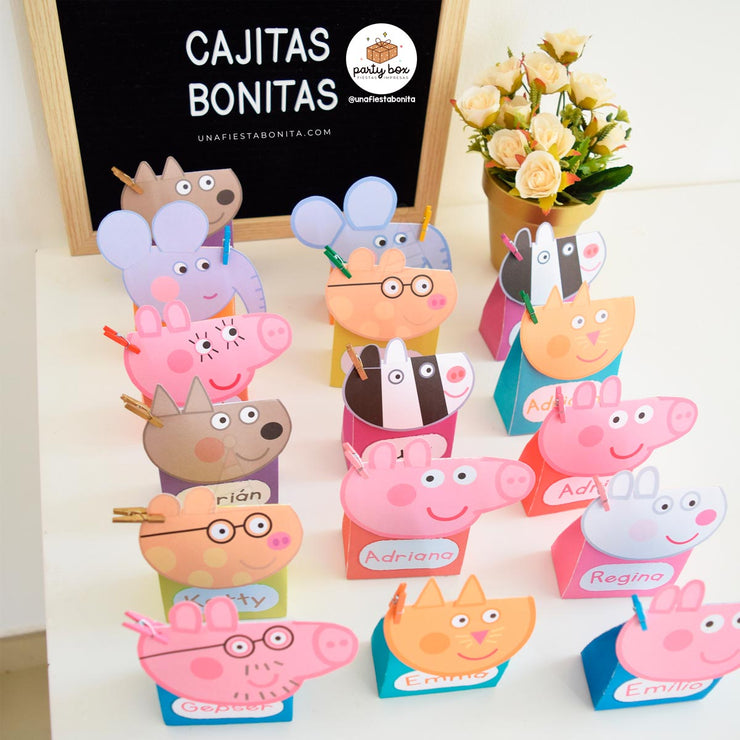Peppa Pig y sus amigos / Cajitas para cumpleaños infantiles – Una Fiesta  Bonita