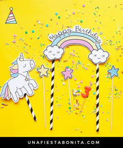 Topper unicornio y estrellas