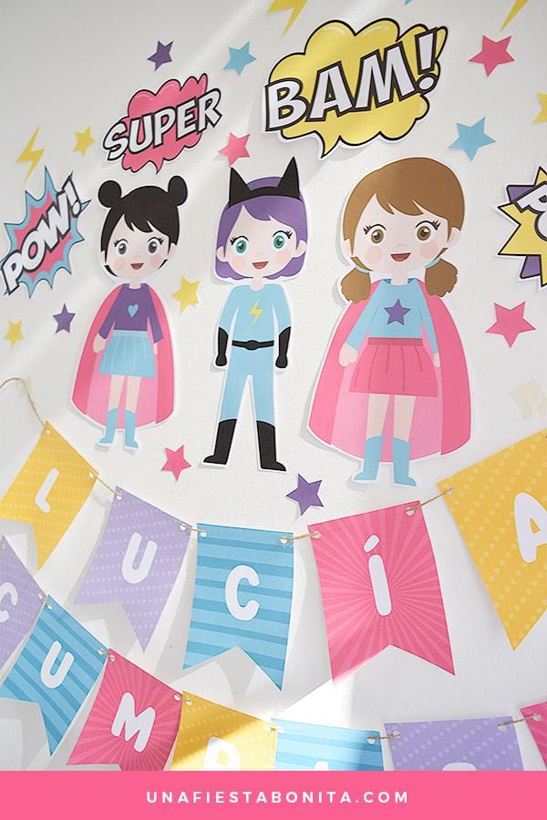 Guirnalda imprimible - Chicas superhéroes