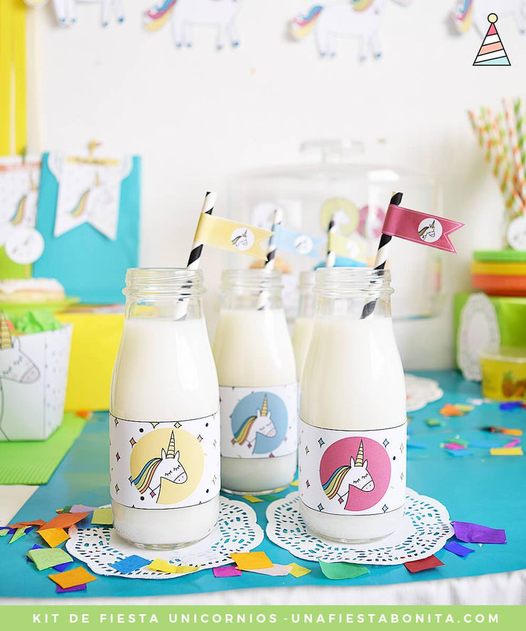Kit imprimible Unicornio de colores