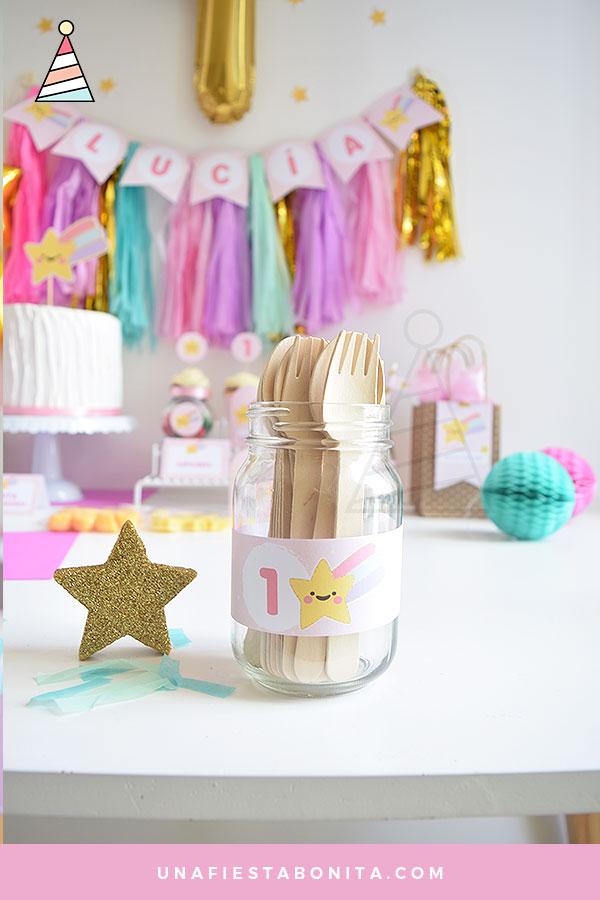 Kit imprimible para fiestas de cumpleaños - Primer añito temática Estrellitas