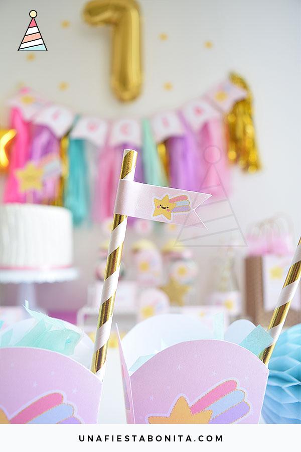 Kit imprimible para fiestas de cumpleaños - Primer añito temática Estrellitas