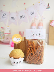 Kit imprimible para fiestas temática Gatita