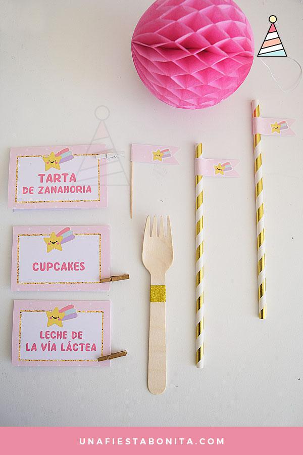 etiquetas para comidas temática estrellitas