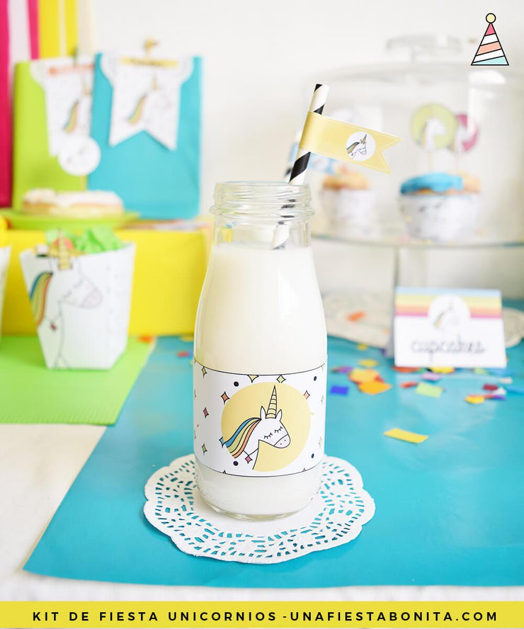 Kit imprimible Unicornio de colores
