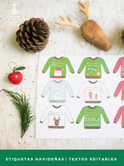 Etiquetas Navideñas con diseño de Suéter