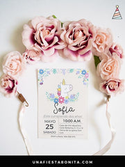Invitación unicornio floral