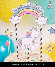 Topper unicornio y estrellas