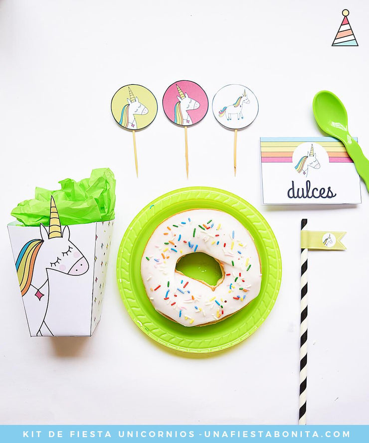 Kit imprimible Unicornio de colores