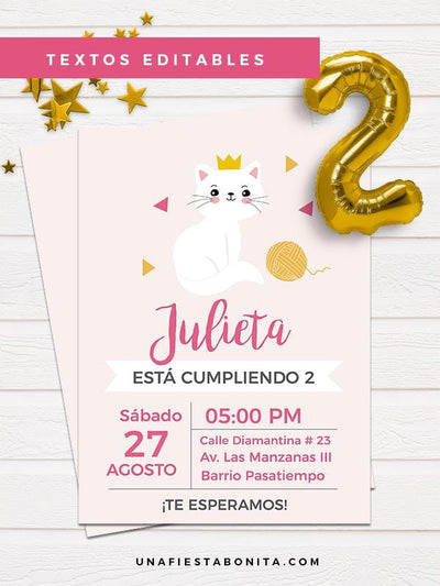 invitacion para imprimir gatita