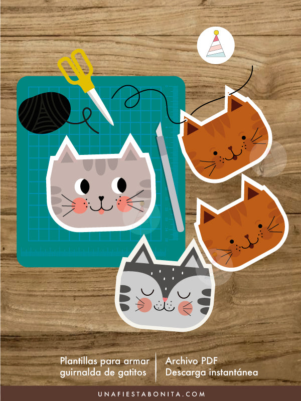 Guirnalda para decorar cumpleaños tema Gatitos