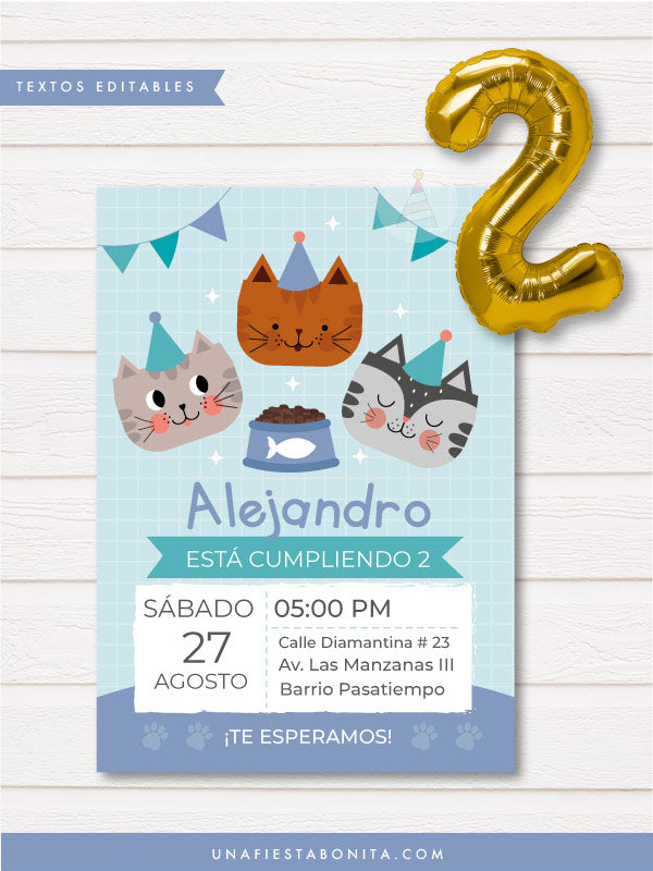 Invitación para imprimir - Gatitos