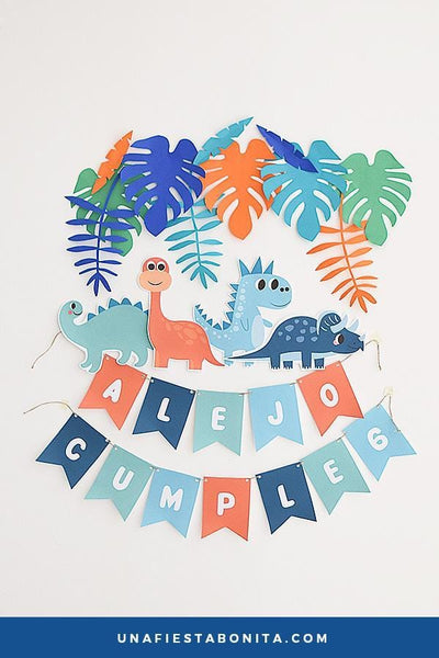 guirnaldas para decorar fiestas tematica dinosaurios