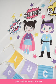 Guirnalda imprimible - Chicas superhéroes