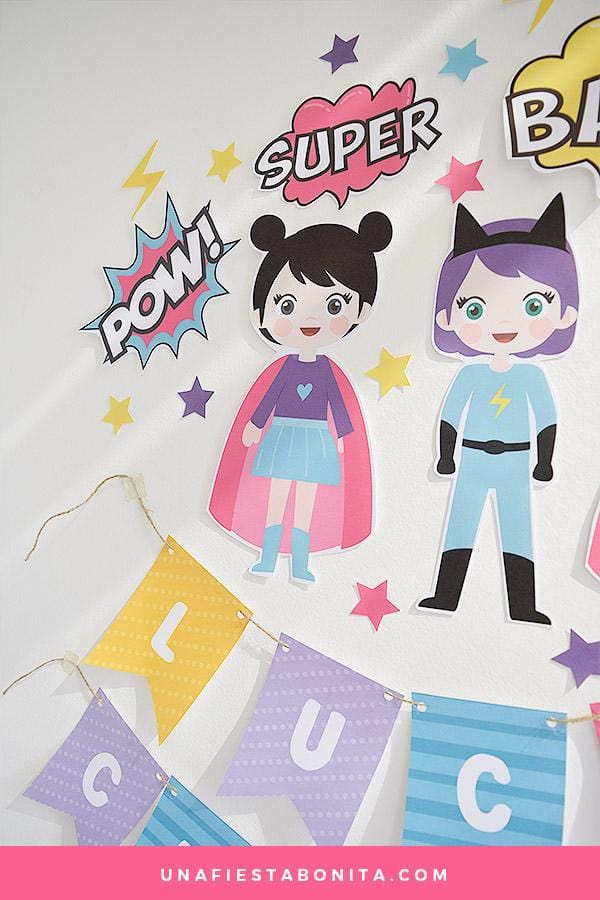 Guirnalda imprimible - Chicas superhéroes