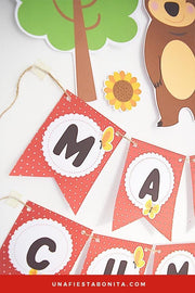 Masha y el oso - Guirnalda imprimible para decorar fiestas