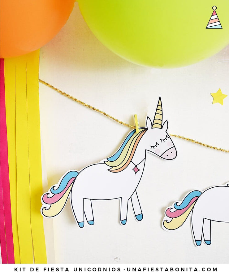 Kit imprimible Unicornio de colores