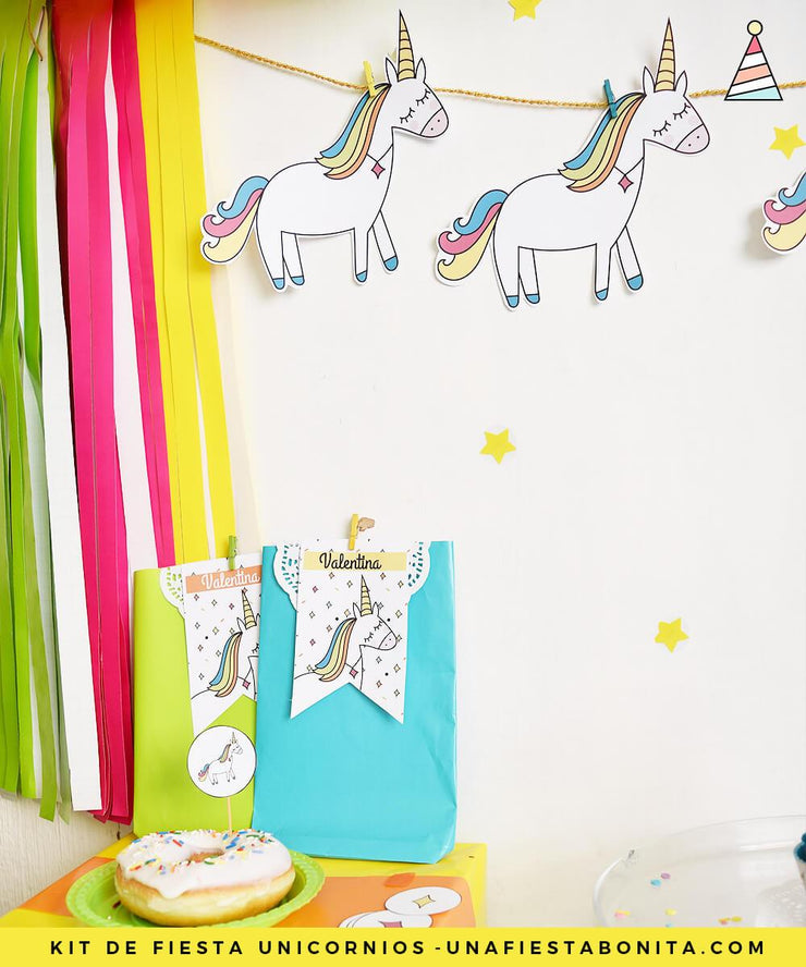 Kit imprimible Unicornio de colores