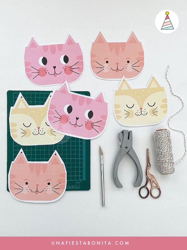 Banner para decorar cumpleaños tema Gatitos