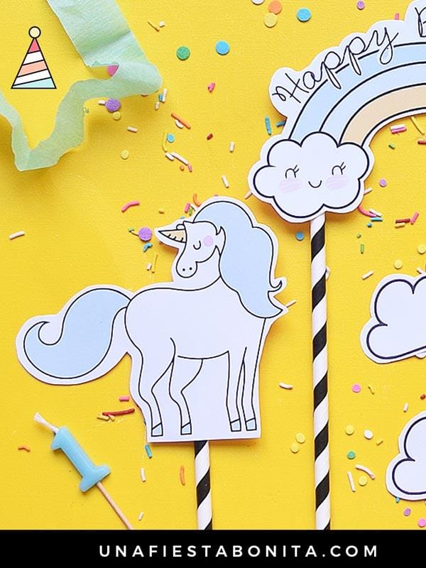 Topper para tarta unicornio mágico