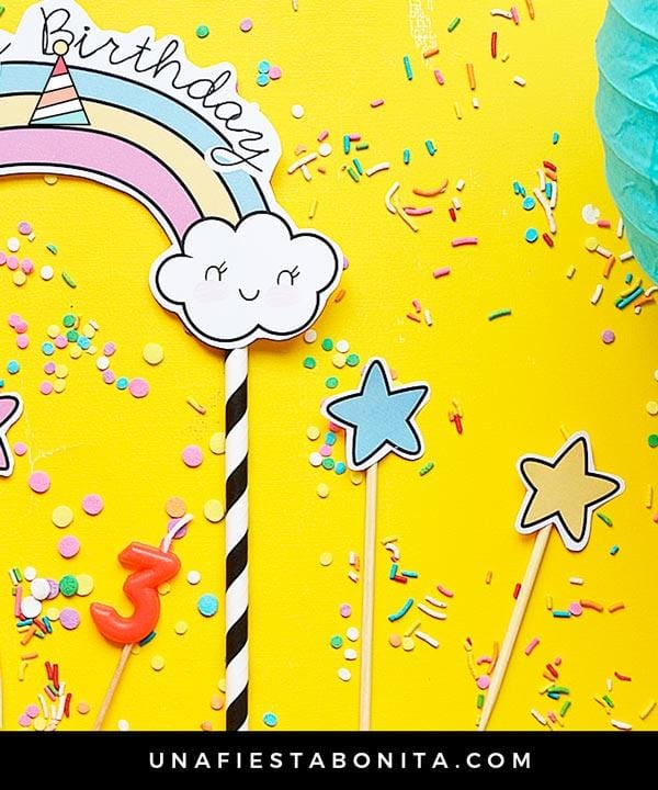 Topper unicornio y estrellas