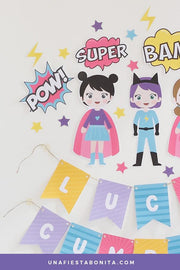 Guirnalda imprimible - Chicas superhéroes