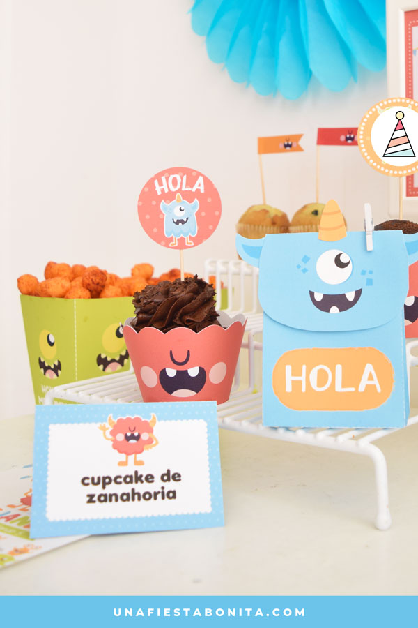 Kit imprimible para fiestas tema monstruos