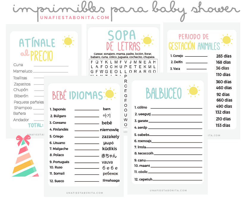 juegos de baby shower para niños sopa de letras
