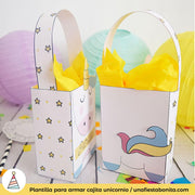 Cajita para imprimir Unicornio y Estrellas