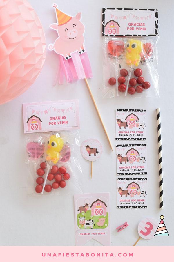 Fiesta imprimible - Tema granja color rosado