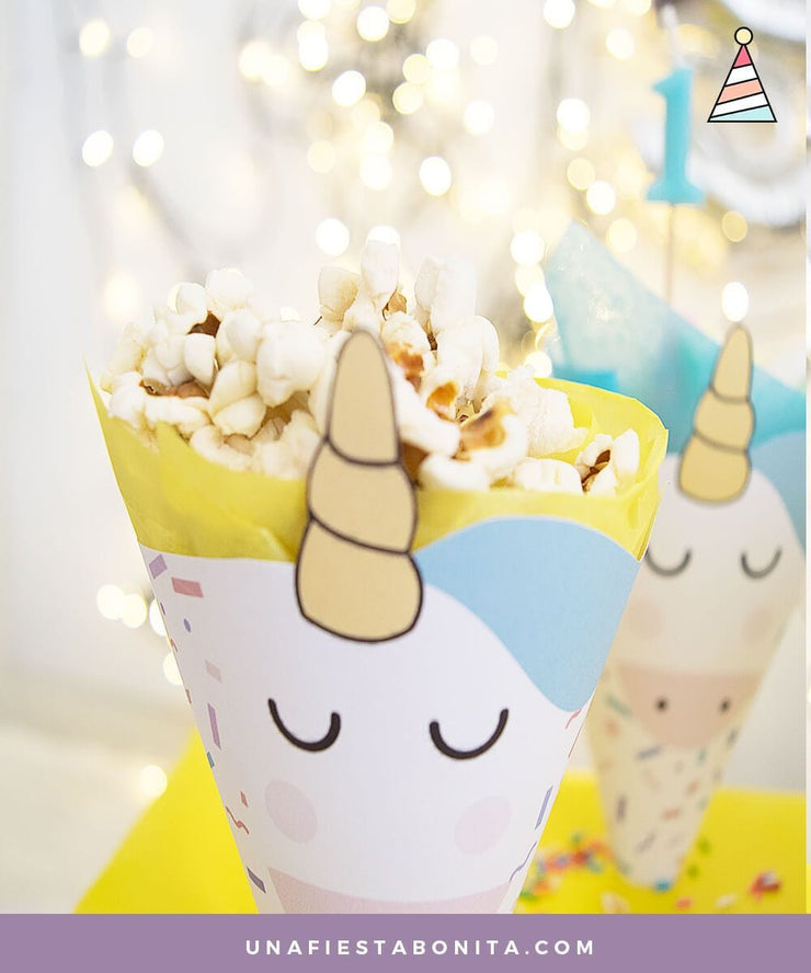 Cono para palomitas de maíz unicornio