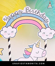 Topper unicornio y estrellas