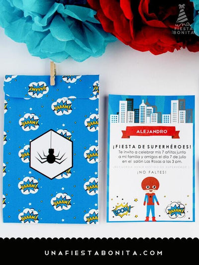 Invitaciones Superhéroes Spiderman (Hombre Araña)