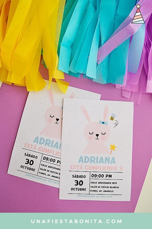 invitaciones para imprimir conejita