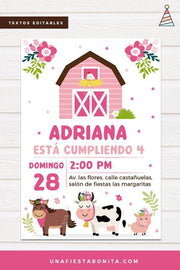 Invitación temática Granja para niña
