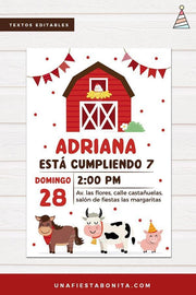 Invitación para imprimir temática Granja