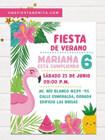 invitacion imprimible fiesta flamenco piñas