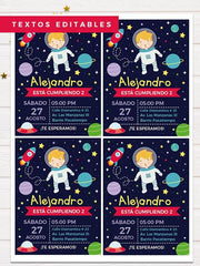 invitacion para imprimir astronauta cumpleaños