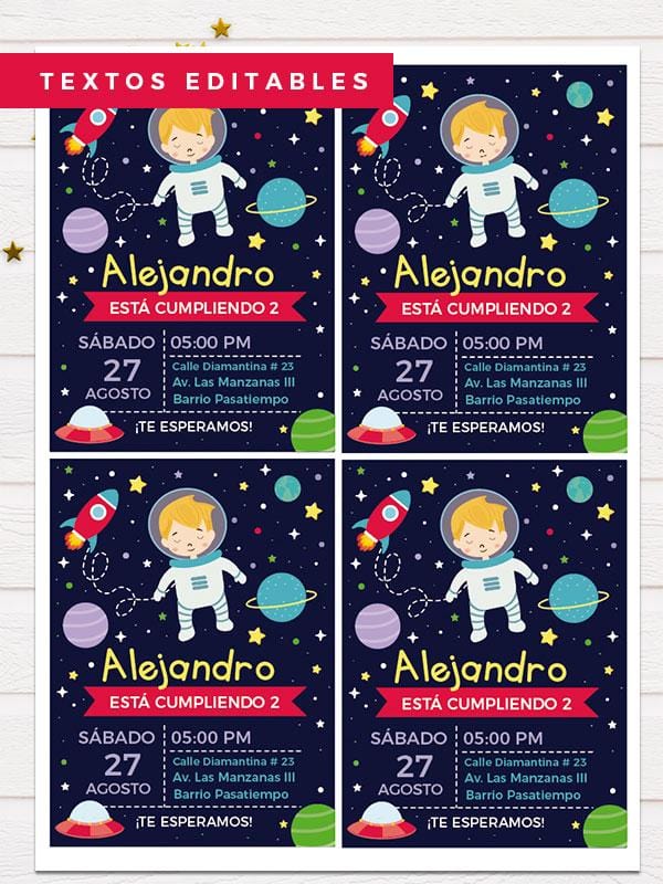 invitacion para imprimir astronauta cumpleaños